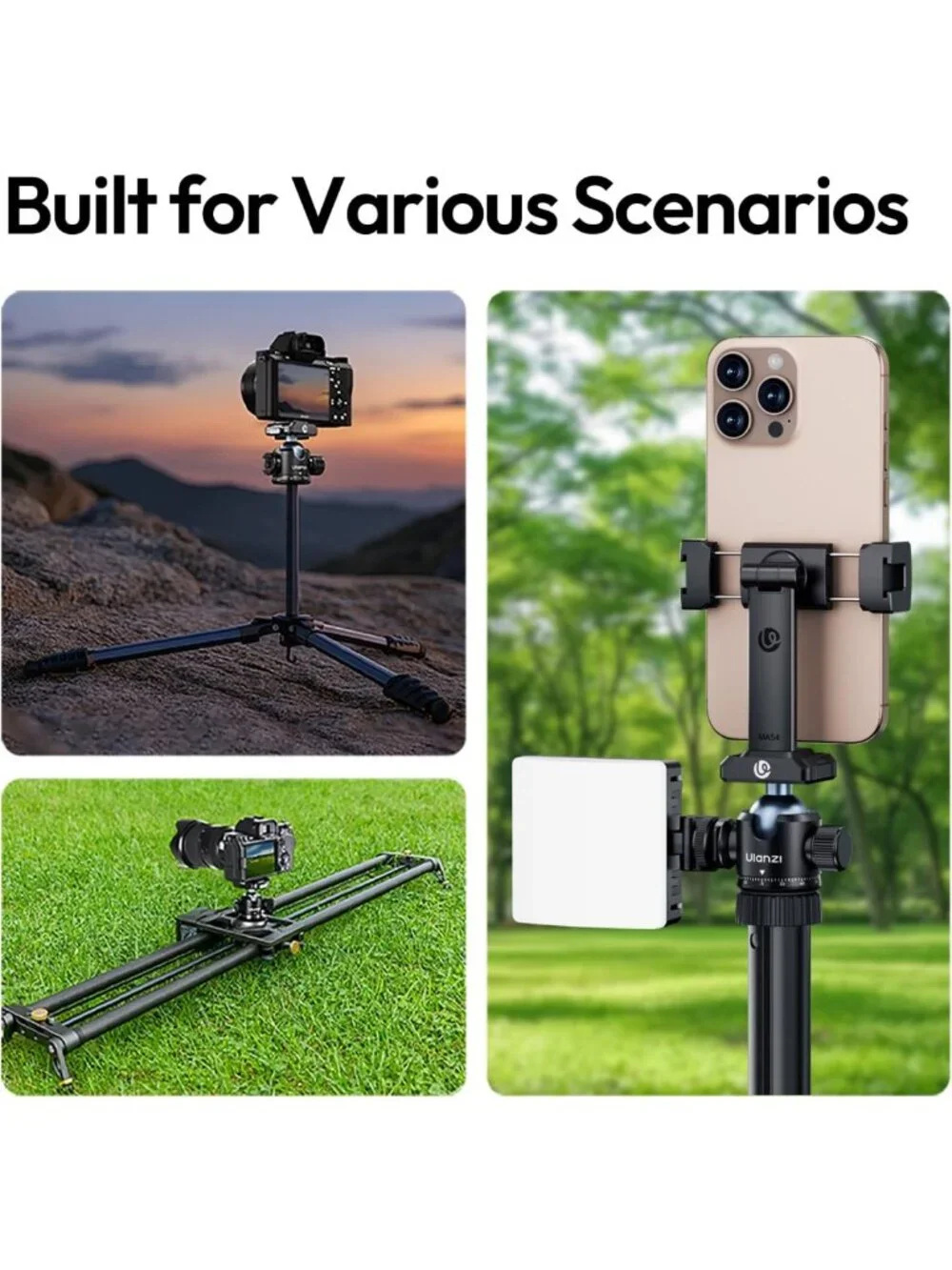 Adjustable Tripod Ball Head Mount, 1/4 & 3/8 Inch, Quick Release for Cameras